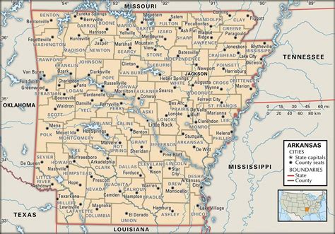 Arkansas Map Of The United States Of America