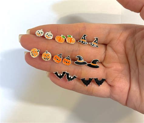 Halloween Stud Earrings Bat Earrings Pumpkin Earrings Jack O Lantern