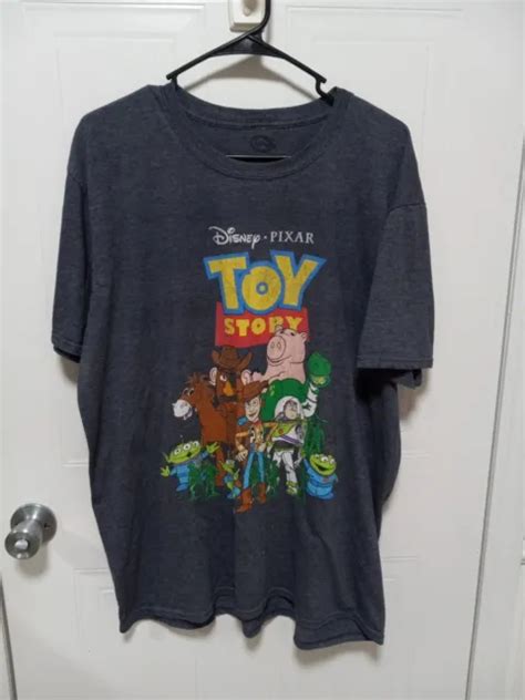 Toy Story Woody Buzz Lightyear Disney Pixar Gray Graphic T Shirt Men