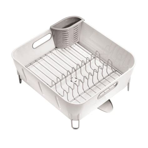 It has a swivel spout that pivots so you can drain water directly into the sink, and it also can be removed for easy cleaning. simplehuman Compact Dish Rack in White Plastic-KT1104 - The Home Depot
