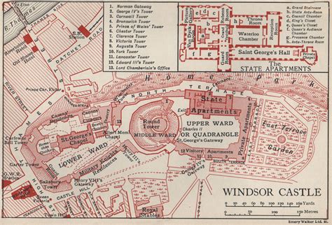 Windsor Castle Vintage Map Plan Berkshire 1939 Old Vintage Chart