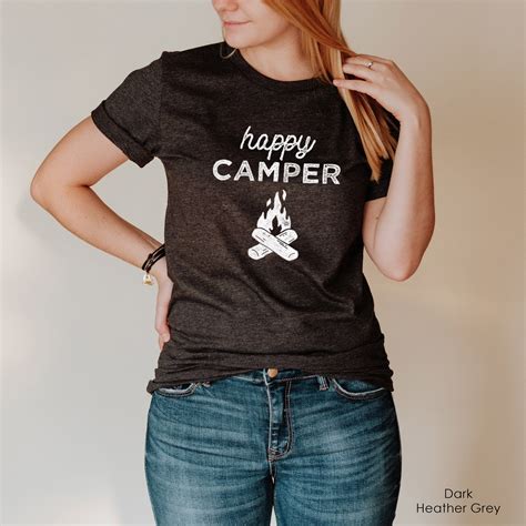 Camping Shirt For Women Graphic Tee Happy Camper Etsy