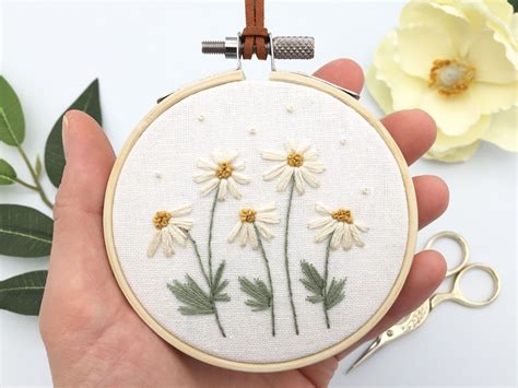 Daisy Embroidery Hoop Art Cross Stitch Daisies Baby Girl Etsy