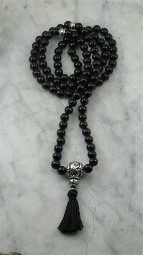 Dragon Mala 108 Black Onyx Mala Beads Buddhist Prayer Beads