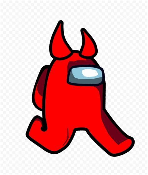 Hd Red Among Us Walking Character With Horns Png Citypng