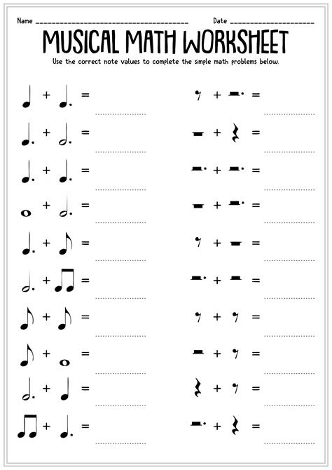 Printable Music Note Values