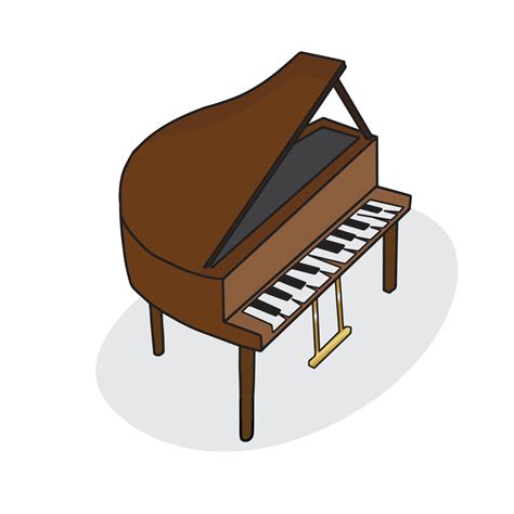 Brown Old Piano In Cartoon Style Clip Art Vector Illustration