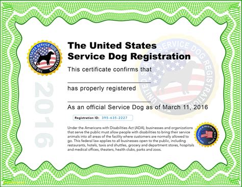 Fillable Blank Downloadable Free Printable Service Dog Certificate The