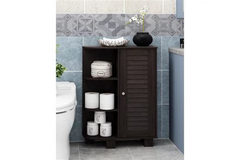 Furinno Indo Linen Cabinet And Shelf Espresso Bathroom Storage