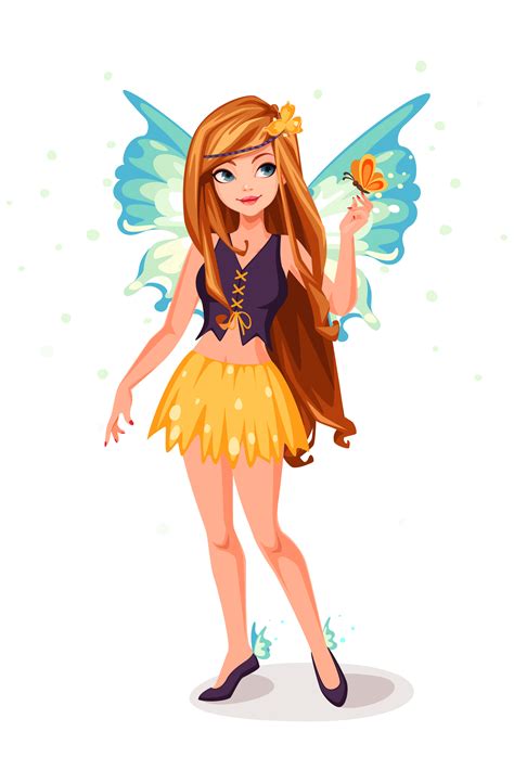 Beautiful Fairy With The Butterfly 587767 Vector Art At Vecteezy