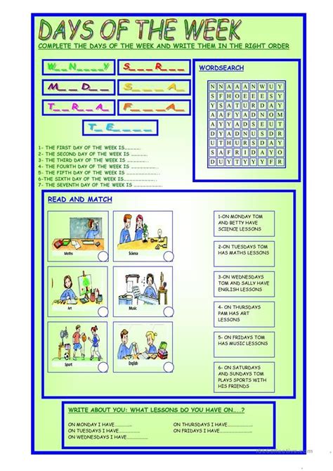 The Days Of The Week Worksheet