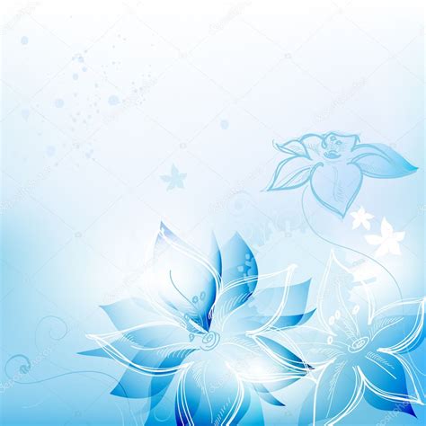 Beautiful abstract blue background with flowers and bubbles. Blue floral background — Stock Vector © Danussa #5539072