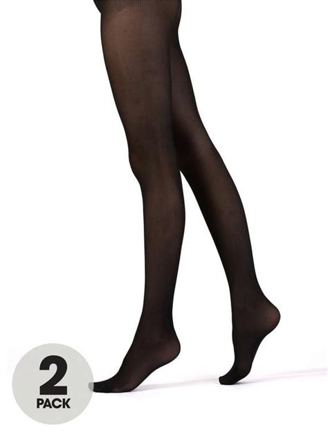 pretty polly 2 pack 40 denier opaque tights black uk