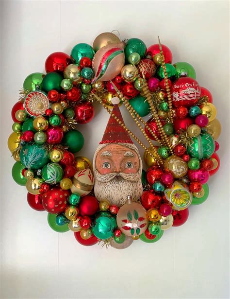 19 Vintage Ornament Christmas Wreath Johanna Parker Etsy Vintage