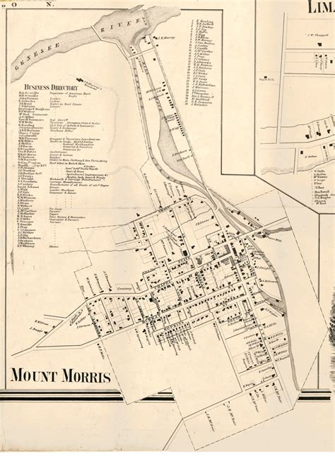 Mount Morris Village New York 1858 Old Town Map Custom Print