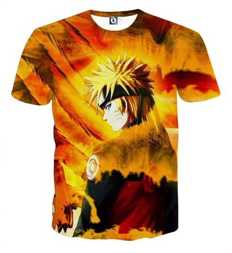 Naruto Shippuden Fan Art Fire Background Cool Orange T Shirt