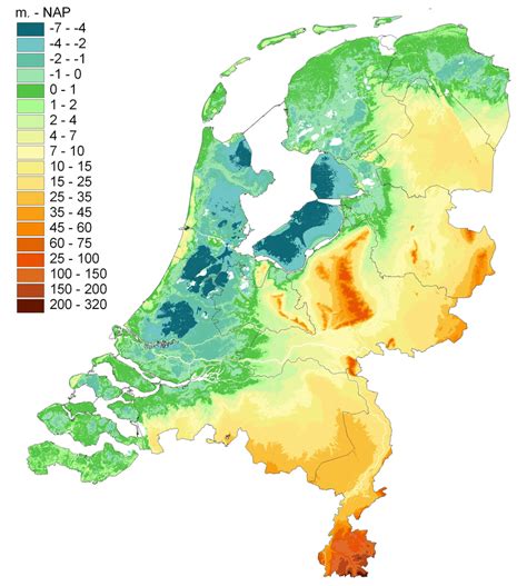 contour map of the netherlands legend elevation in m below or above download scientific