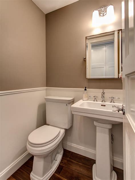 Small Traditional Powder Room With Wainscot Bathroom Color Schemes