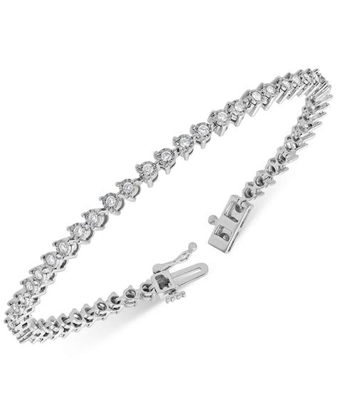 Macys Diamond Tennis Bracelet 1 Ct Tw In 14k White Gold Macys