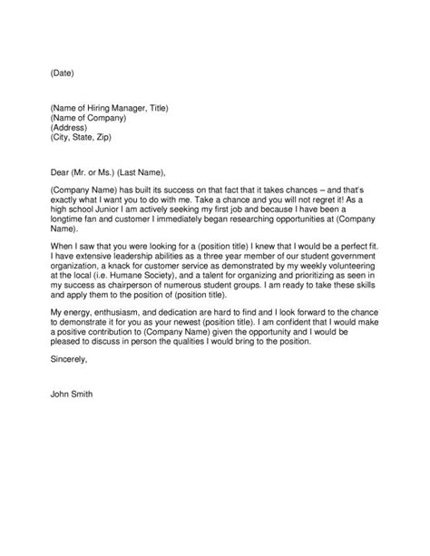 High School Student Cover Letter Cover Letter For Resume Sample