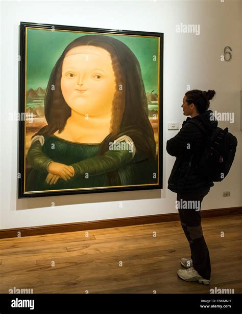 Woman Standing By Mona Lisa Monalisa Painting By Fernando Botero At