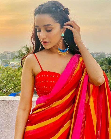 Shraddha Kapoor Sets Festive Fashion Goals In A Red Striped Saree