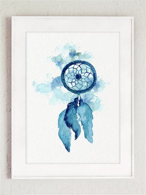 Dream Catcher Set Of 2 Watercolor Painting Native American Art Print