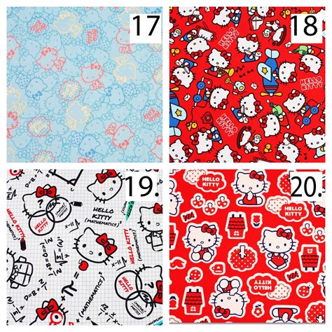 Hello Kitty Printed Cotton Fabric By The Yard Etsy