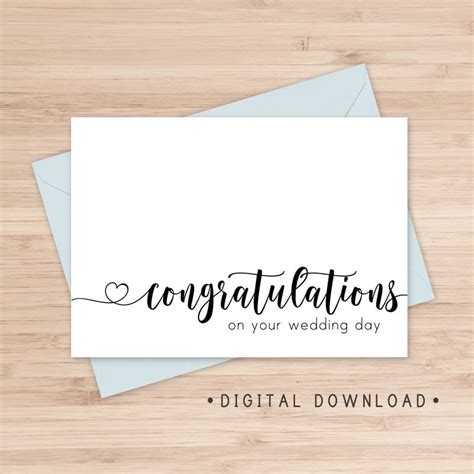 Printable Card Congratulations On Your Wedding Day Instant Etsy