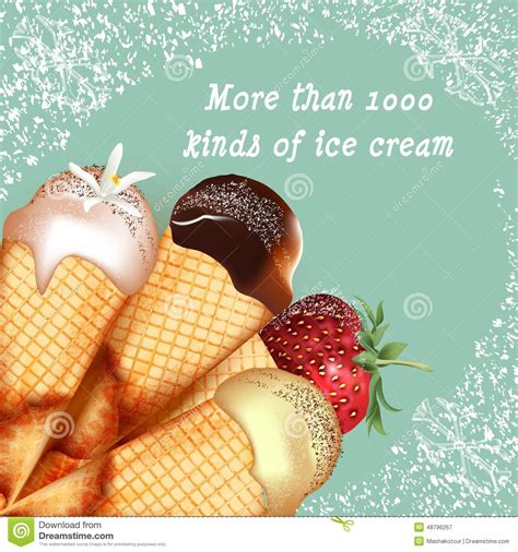 Advertising Poster With Realistic Ice Cream Retro Style Stock Vector ...