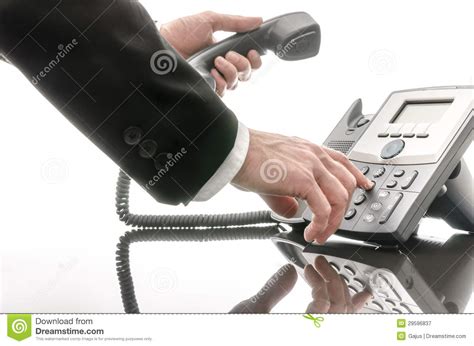 Business Man Dialing A Phone Number Stock Image Image Of Operator