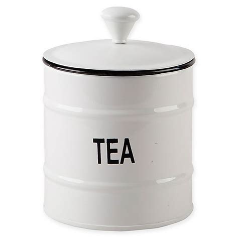 Home Essentials And Beyond Enamel Tea Canister In Whiteblack Bed Bath