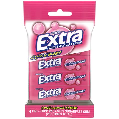extra classic bubble sugarfree chewing gum multipack 4 packs extra®
