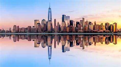 New York City Wallpaper 4k Panorama Skyline Sunset