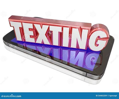 Texting 3d Word On Smart Cell Phone Communicate Message Stock