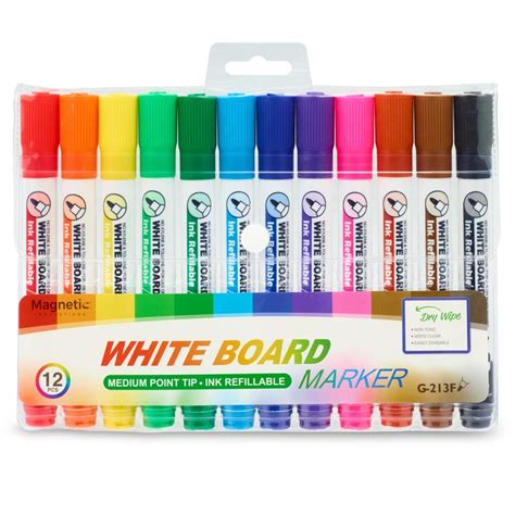 12 Coloured Whiteboard Markers Magnetic Innovations