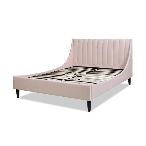 Aspen Vertical Tufted Headboard Platform Bed Set Queen Light Blush Pink