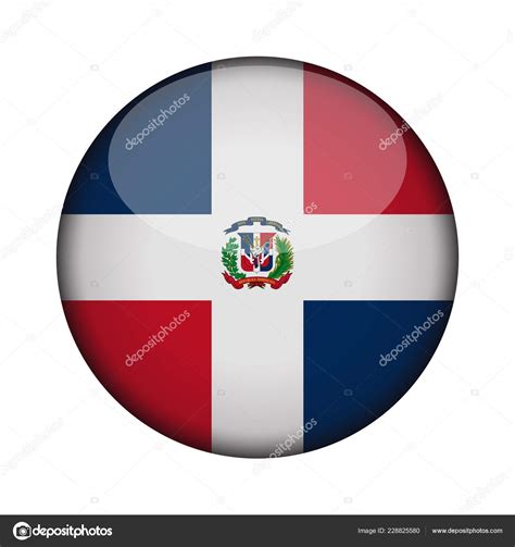 Dominican Republic Flag Glossy Button Icon Dominican Republic Emblem Isolated Stock Vector Image