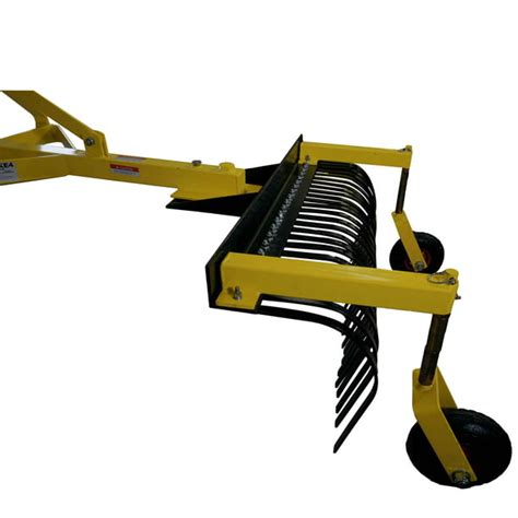 Titan Attachments 4 Ft Landscape Rake With Bolt On Wheels For Compact