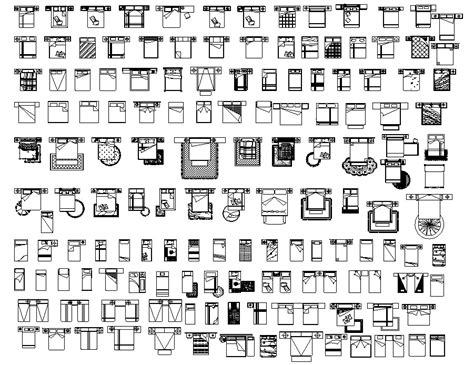 Blocks for bedroom furniture and all house. Download free bed cad drawing in DWG file - Cadbull