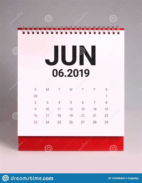 Simple Desk Calendar 2019 June Stock Image Image Of Standing