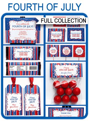 fourth  july party printables invitations decorations