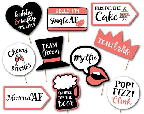 Funny Wedding Printable Photo Booth Props 10 Signs Hand Etsy