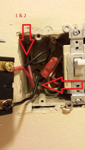 Between the switches, there is a white cable with the four colored wires. electrical - 3-Way Light Switch, two blacks and a red ...
