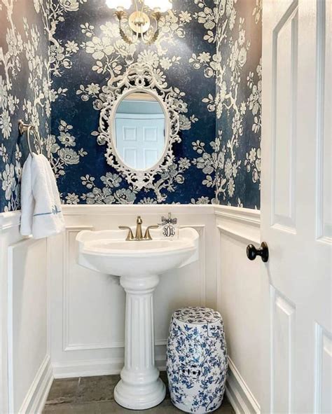Victorian Small Bathroom Wallpaper With White Wainscoting Soul And Lane