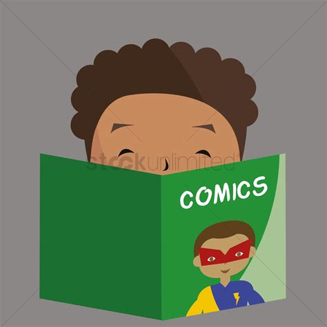 Boy Reading Superhero Comics Vector Image 1416871 Stockunlimited