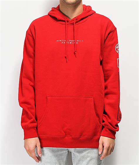 On the front there is an embroidered graphic with the image of goku. Primitive x Dragon Ball Z Club Red Hoodie | Zumiez