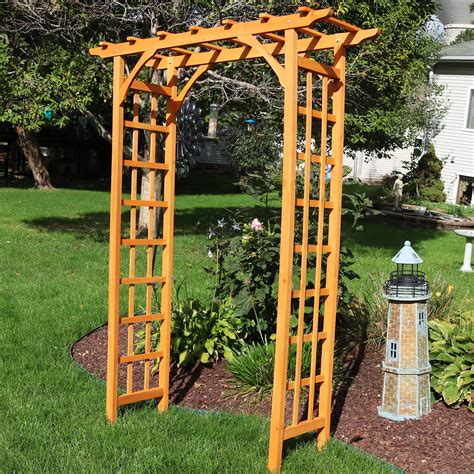 Sunnydaze Wooden Garden Arbor Walkway Wedding Arch Garden Accent With