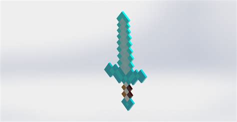 Minecraft Diamond Sword 3d Cad Model Library Grabcad