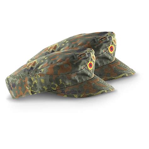 2 New German Military Field Caps Flecktar Camo 232848 Hats And Caps At Sportsmans Guide